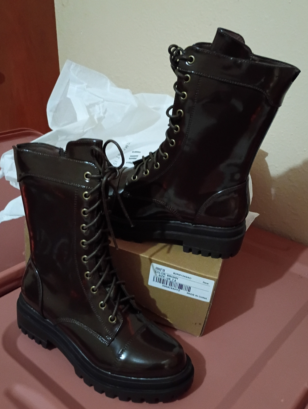 NWT IDIFU SIZE 7.5 Combat Boots - Dark Brown